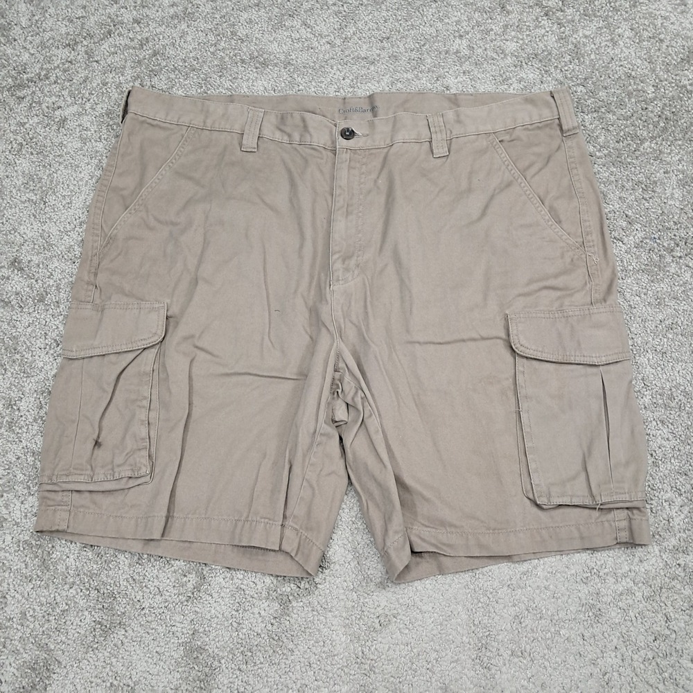 Croft & Barrow Mens Khaki Cargo Shorts Size 42 Tan Cotton Utility Summer Casual